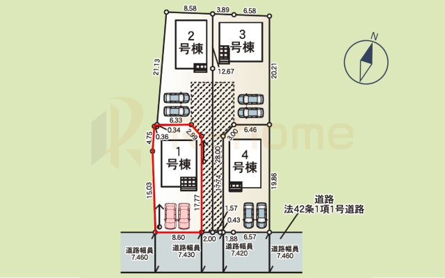 つくば市台町第3　新築戸建て　1号棟の区画図|大きなお買い物だからこそ、メリット・デメリットを伝えさせて頂きます。
R-homeにお任せください♪