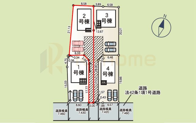 つくば市台町第3　新築戸建て　2号棟の区画図|大きなお買い物だからこそ、メリット・デメリットを伝えさせて頂きます。
R-homeにお任せください♪