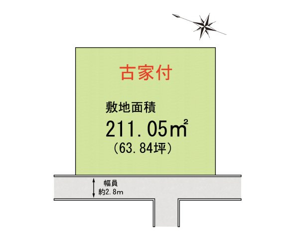 貝塚市森　古家付き土地の区画図