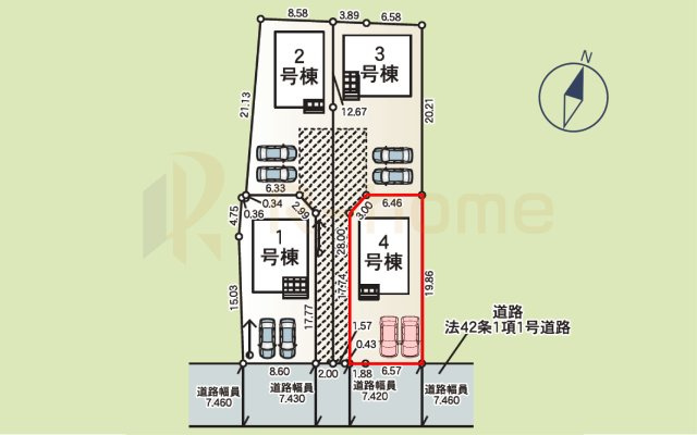 つくば市台町第3　新築戸建て　4号棟の区画図|大きなお買い物だからこそ、メリット・デメリットを伝えさせて頂きます。
R-homeにお任せください♪