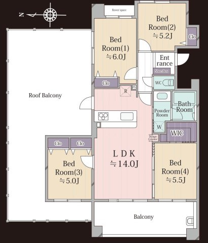 【間取り】 | 厚木第９ダイヤモンドマンション | 4LDKはリビングダイニングキッチンと4つの居室がある間取りで、大家族や二世帯住宅に最適。広々としたリビングで家族団らんを楽しみ、個室でプライベートな時間も確保でき、快適な生活を送ることができますよ。