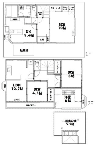 【間取り】 | 成増赤塚5丁目戸建 | 駐車場・屋根裏収納付き