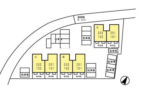 セジュール鬼橋B棟の区画図