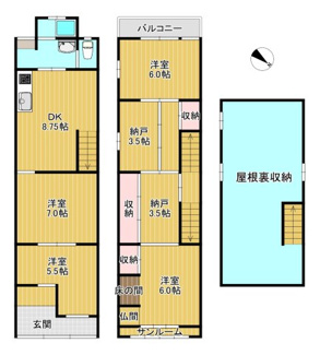 【間取り】 | 北田辺４丁目　中古テラスハウス | 収益物件にも最適な物件です！資料請求だけでもお気軽にお問い合わせください！