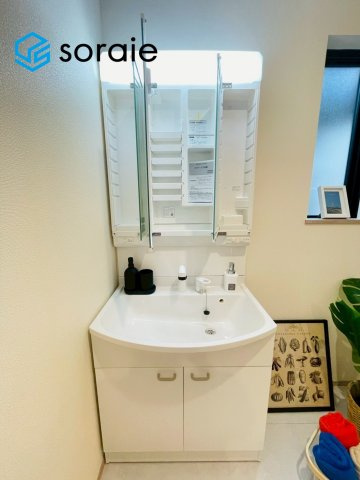 ハートフルタウン所沢市中新井３丁目　新築戸建　全２棟の独立洗面台|4/20　撮影