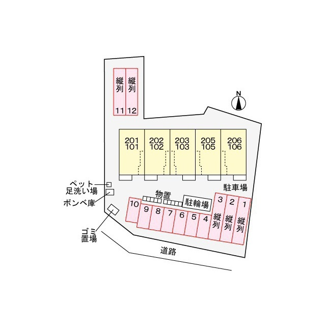 各務原市那加新田町１丁目のアパートの駐車場