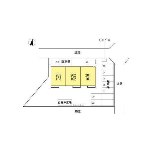 岐阜市領下のアパートの駐車場