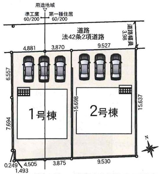 碧南市大浜上町第2　全2棟・2号棟の区画図|2号棟です。