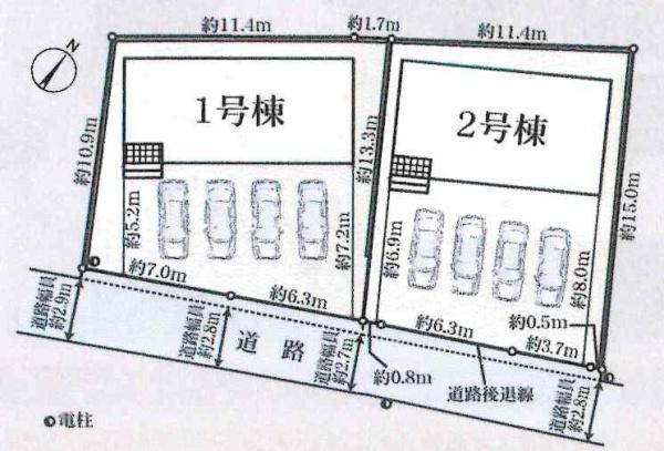 碧南市鴻島町第8　全2棟・1号棟の区画図