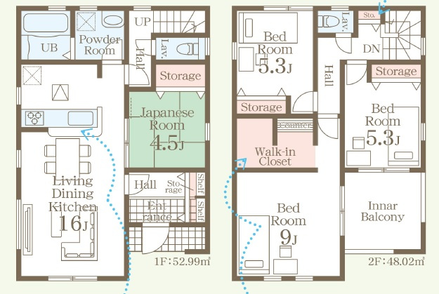 ■■八重瀬町伊覇第２－２号棟（全３棟）の間取り|・和室4.5帖
・主寝室9帖
・W・I・C