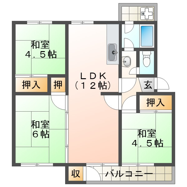狩口台住宅34号棟の間取り
