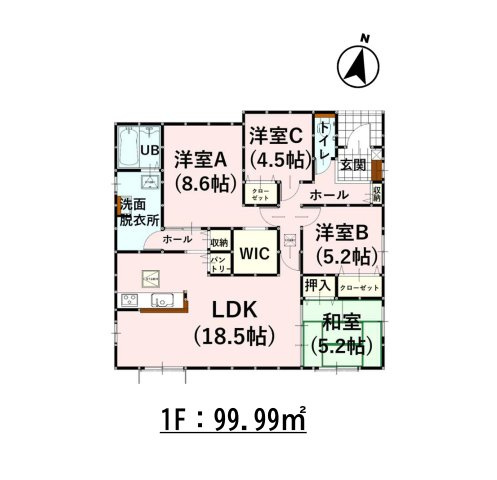菊池郡大津町大字大林第1-1棟(1号棟)の区画図|配置図（1号棟）