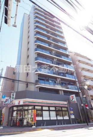 レジディア蒲田プレイスの外観|1階コンビニセブンイレブン！NURO光無料！2021年5月築　RC鉄筋コンクリート造地上14階建て1DK～2LDK総戸数45戸JR京浜東北線蒲田駅徒歩圏内の東京都大田区西蒲田7丁目の高級賃貸マンション