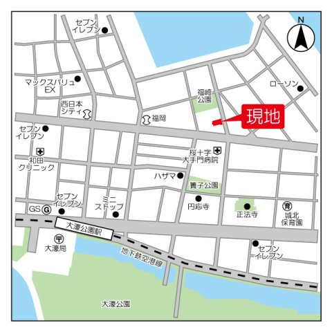 福岡市中央区港２丁目の賃貸マンションの地図