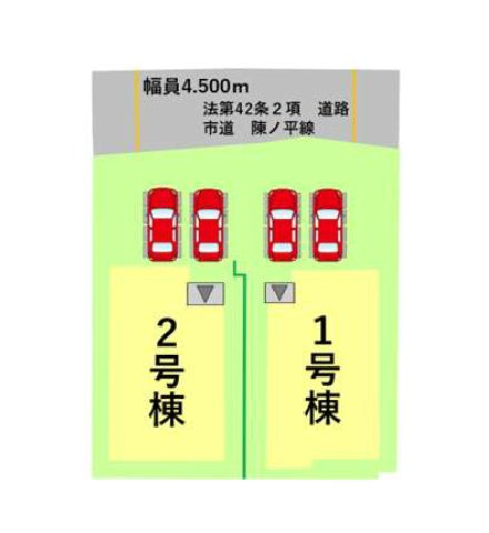 合志市須屋第9-2棟(1号棟)の区画図|配置図（1号棟）