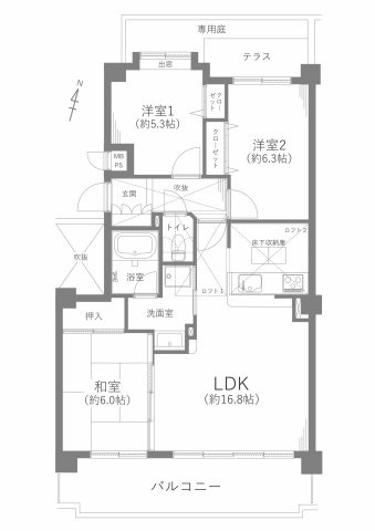 ライオンズヴィアーレ鹿山A棟の間取り
