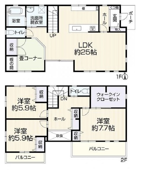 小山市粟宮　中古戸建の間取り