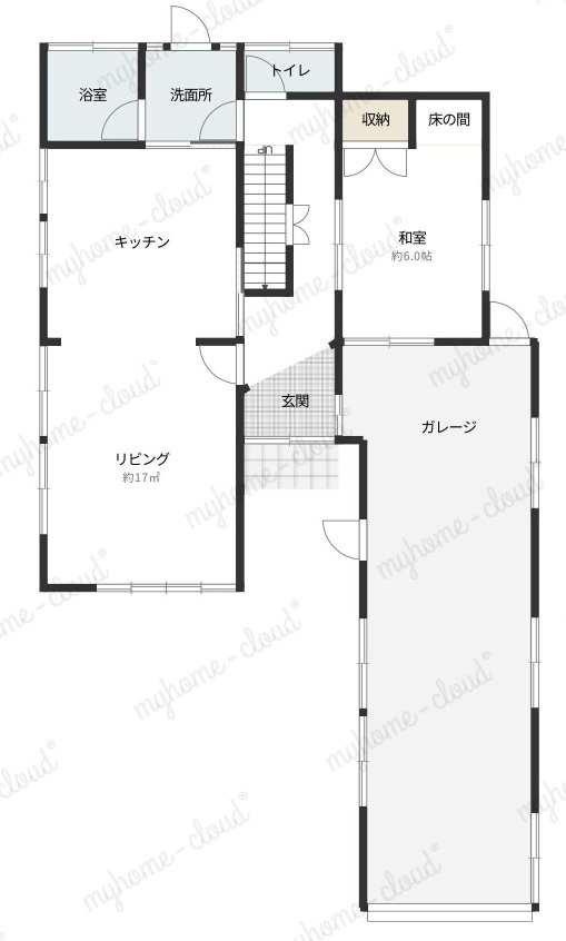 岡山市南区妹尾　ガレージ付き中古戸建の間取り|１階間取り図