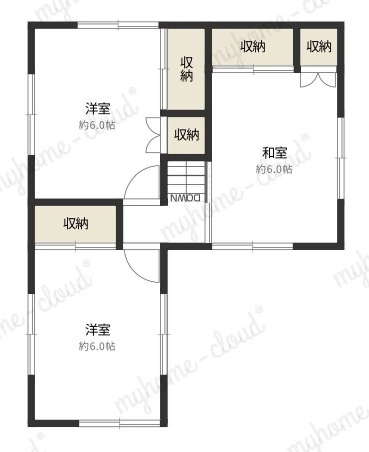 岡山市南区妹尾　ガレージ付き中古戸建の間取り|２階間取り図
