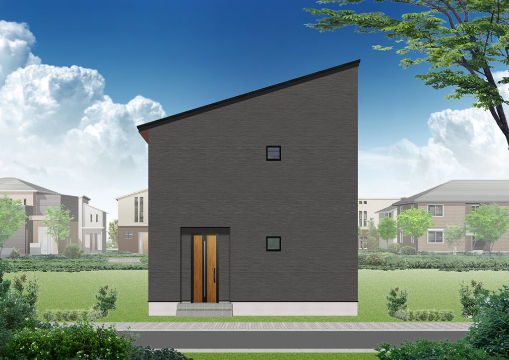 釧路市愛国東1丁目Kospaモデル▽家事動線と収納力が自慢の高性能な家の外観パース|完成イメージです。