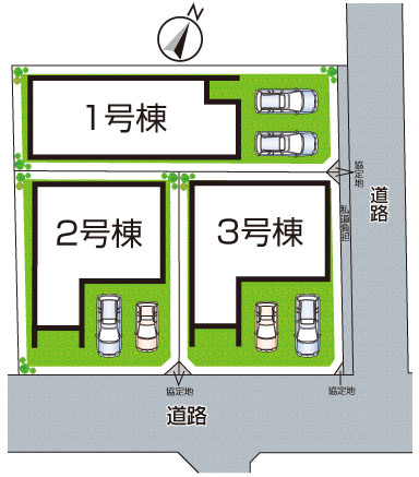 加古郡播磨町東本荘　第1期　新築一戸建ての区画図|全3区画