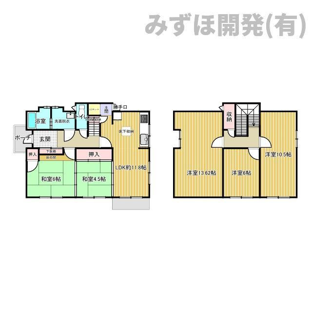 山形市長町向河原719-19の間取り|5LDKの間取りで、和室は二間続きです。