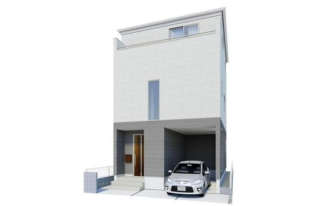 新座市栄5丁目　耐震×省エネ　車庫付き快適住宅の外観パース