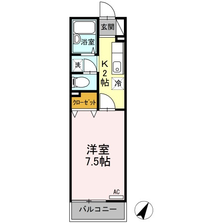 【間取り】 | ヴィラフローラⅠ | 1Kのお部屋です
