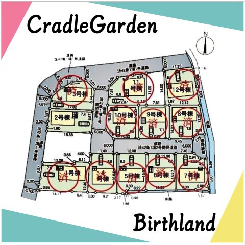 新築戸建・新築建売　会津若松市柳原町2丁目【耐震+制震】城西小・若松四中の区画図|カースペース3台※敷地内に電柱及び支線が入る場合がございます。