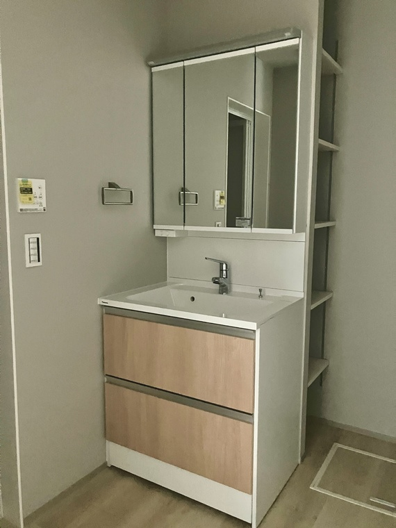 松原戸建の洗面所|広い洗面スペース