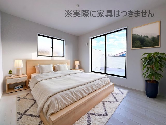 新築戸建・新築建売　福島市瀬上町字桜町【ZEH水準住宅】瀬上小・北信中の洋室|画像はAI加工による演出で、実際の家具は付きません。