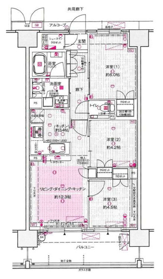 【間取り】 | ブランニード河内小阪 | 【新築後未入居物件☆全洋室3LDK＋南向きバルコニー☆】食洗機＆浄水器、ディスポーザー（生ごみ粉砕機）IHコンロ、バス追炊機能、浴室乾燥機、床暖房、高速ファイバーインターネット完備です☆