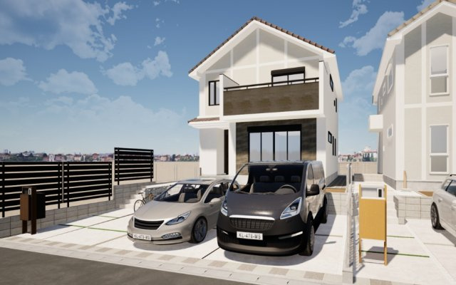 南区六ツ川１丁目　 戸建ての外観パース|完成予想外観パース