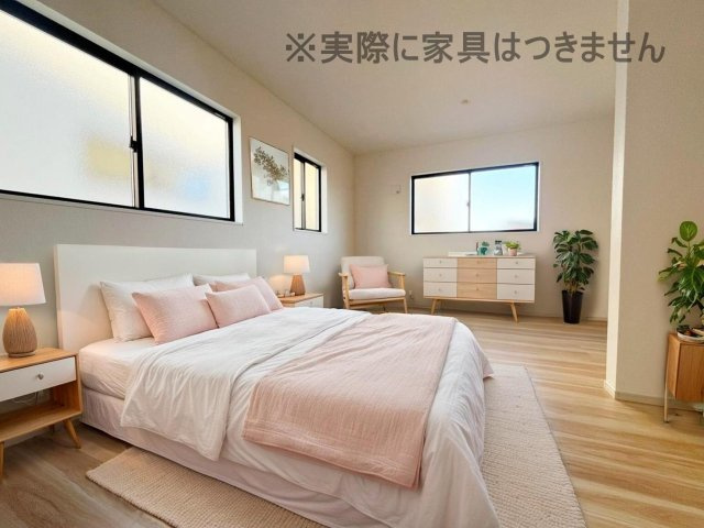 新築戸建・新築建売　福島市瀬上町字桜町【ZEH水準住宅】瀬上小・北信中の洋室|画像はバーチャルホームステージングの加工による演出で、実際の家具は付きません。