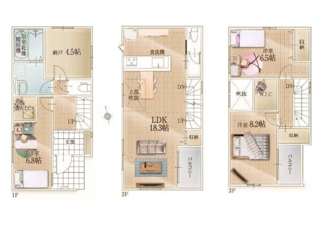 【間取り】 | 大野城市白木原4丁目1期　1号棟（全2棟）【仲介手数料無料・0円】 | 平日、土日祝日もお好きな日時にご見学可能です。お気軽にお問合せ下さい。