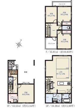 大宮区大成町　18期　新築一戸建て　グレース　02の間取り|大宮区大成町　18期　新築一戸建て　グレース　02、4LDK、土地面積62.77m2、建物面積125.27m2