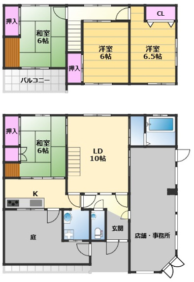 【間取り】 | 南三国ヶ丘町5丁店舗付貸家