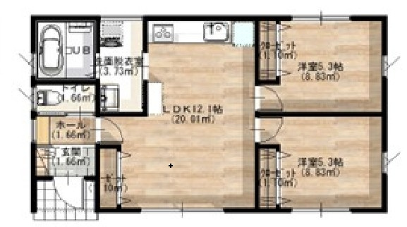 東根市羽入【新築建売】平屋の間取り|間取り図