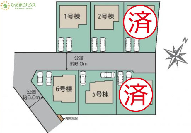 【区画図】 | 牛久市さくら台1丁目4期　新築戸建　2号棟 | 前面道路幅6ｍ☆車の出入りもラクラクできちゃいます(^^♪