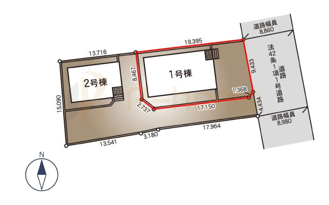 筑西市井上第1　新築戸建て　1号棟の区画図|大きなお買い物だからこそ、メリット・デメリットを伝えさせて頂きます。
R-homeにお任せください♪