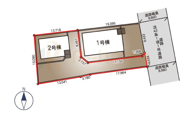 筑西市井上第1　新築戸建て　2号棟の区画図|大きなお買い物だからこそ、メリット・デメリットを伝えさせて頂きます。
R-homeにお任せください♪