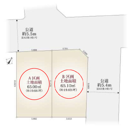 中野区沼袋3丁目　利便と快適　開放感溢れる角地含む最終2棟の区画図