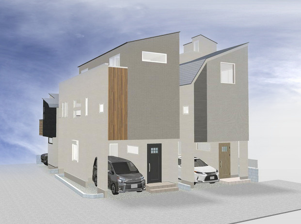 中野区沼袋3丁目　利便と快適　開放感溢れる角地含む最終2棟の外観パース|A、B号棟