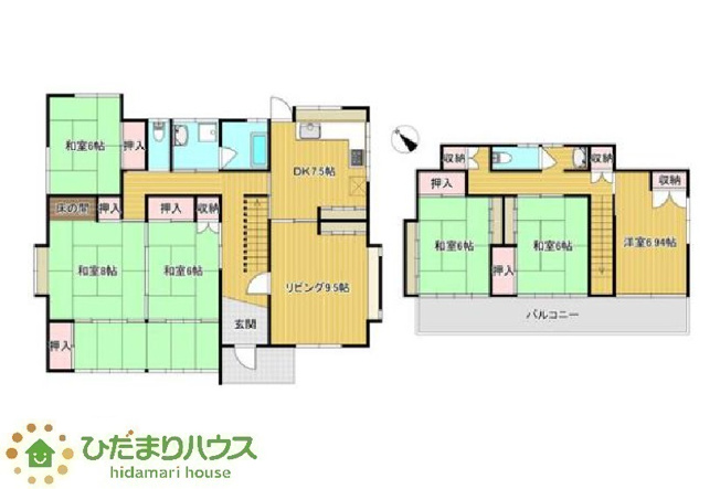 【間取り】 | ひたちなか市市毛　中古戸建　 | 部屋数豊富な6LDKの間取り！