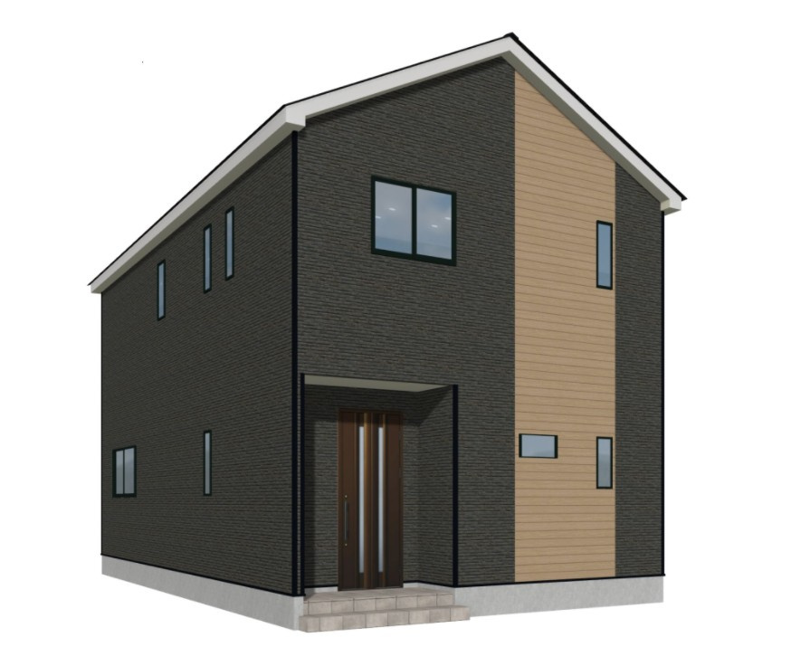 天童市東長岡第4【新築建売】2号棟の外観パース|1号棟完成予想図！早期予約受付中です！