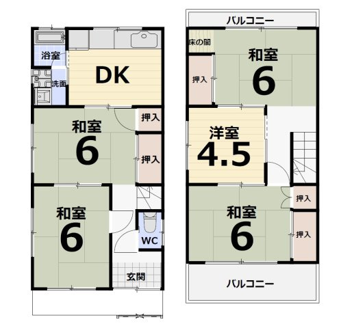日置荘西町5丁　戸建の間取り