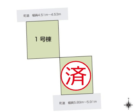 阿見町実穀25-P1　新築戸建　1号棟の区画図