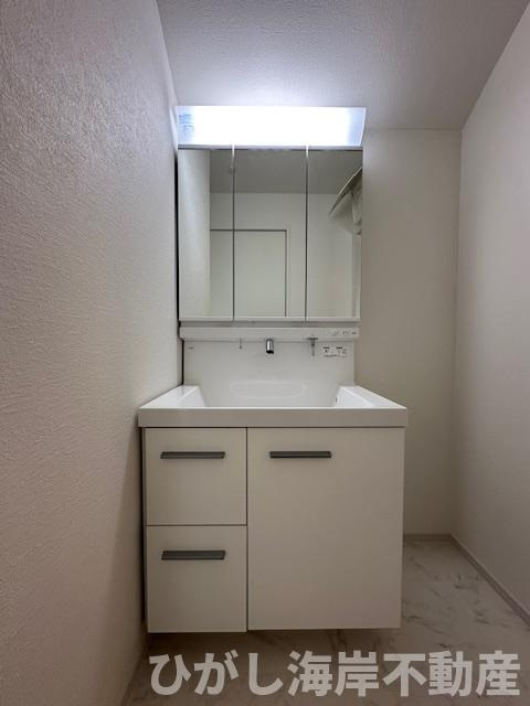茅ヶ崎市平和町　新築戸建　全２棟の独立洗面台|三面鏡化粧台