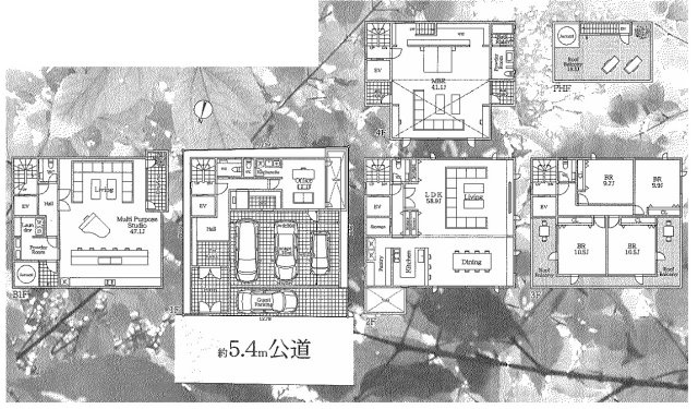 港区南麻布３丁目売地の参考プラン|延床面積510.16㎡/6s2LD2K+RFB+4P/地上4階・地下1階建