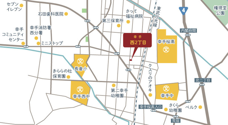 幸手市西2丁目（全5区画）全体配置図